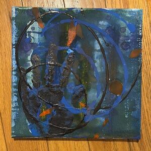 *Abstract Blue and Black Canvas Art